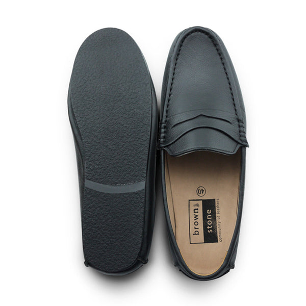 Penny Loafer Wrinkle Soft Leather Leather Black (Black Series) - Assembly Artisans Co.,Ltd.