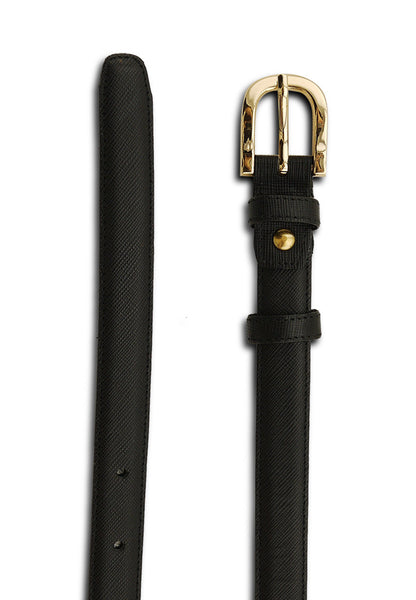 Saffiano Leather Girl’s Skinny Belt - Classic Black - Assembly Artisans Co.,Ltd.