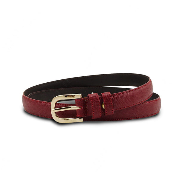 Saffiano Leather Girl’s Skinny Belt - Cherry Red - Assembly Artisans Co.,Ltd.