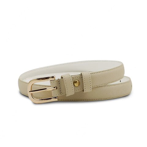 Saffiano Leather Girl’s Skinny Belt - Marble White - Assembly Artisans Co.,Ltd.