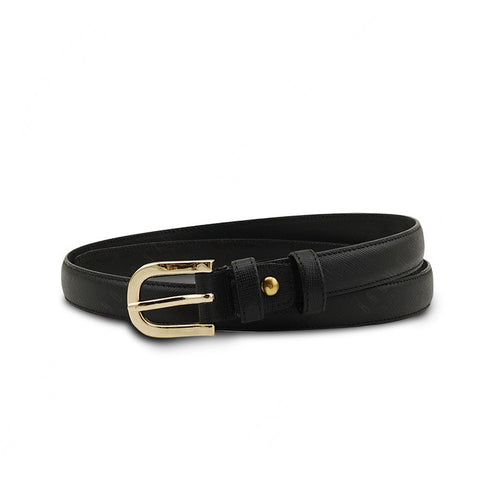Saffiano Leather Girl’s Skinny Belt - Classic Black - Assembly Artisans Co.,Ltd.