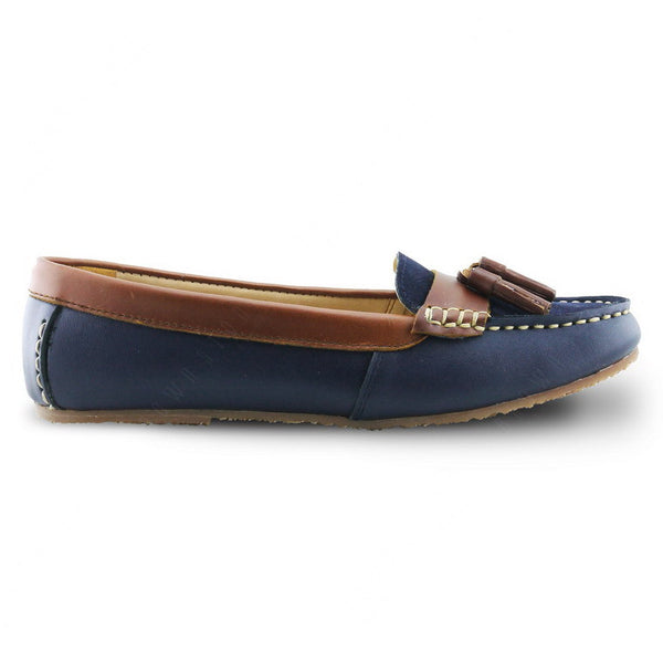 Comfy Tassel Moccasin Suede Flip Womb Navy - Assembly Artisans Co.,Ltd.
