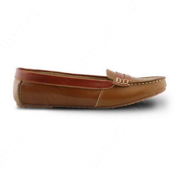 Bicolor Leather Penny Moccasin Beige and Tan - Assembly Artisans Co.,Ltd.