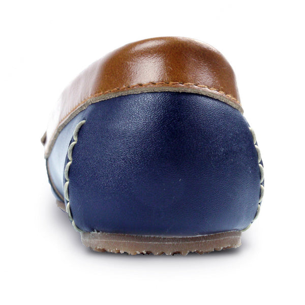 Leather Moccasin Bicolor Navy Beige - Assembly Artisans Co.,Ltd.