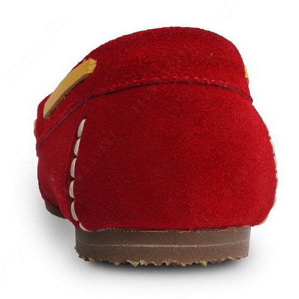 Bicolor Leather Lace Moccasin Suede Ruby Red and Yellow - Assembly Artisans Co.,Ltd.