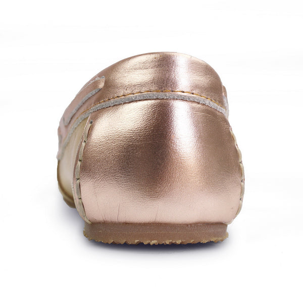 Gorgeous Girl Lace Leather Moccasin Stardust Gold and Rose Gold - Assembly Artisans Co.,Ltd.
