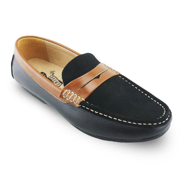 Suede Flip Leather Loafer Black Beige - Assembly Artisans Co.,Ltd.