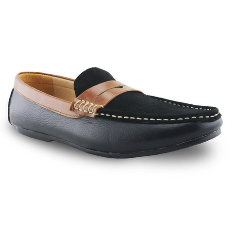 Suede Flip Leather Loafer Black Beige - Assembly Artisans Co.,Ltd.