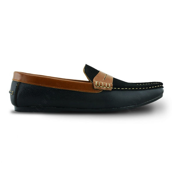 Suede Flip Leather Loafer Black Beige - Assembly Artisans Co.,Ltd.
