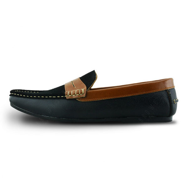 Suede Flip Leather Loafer Black Beige - Assembly Artisans Co.,Ltd.