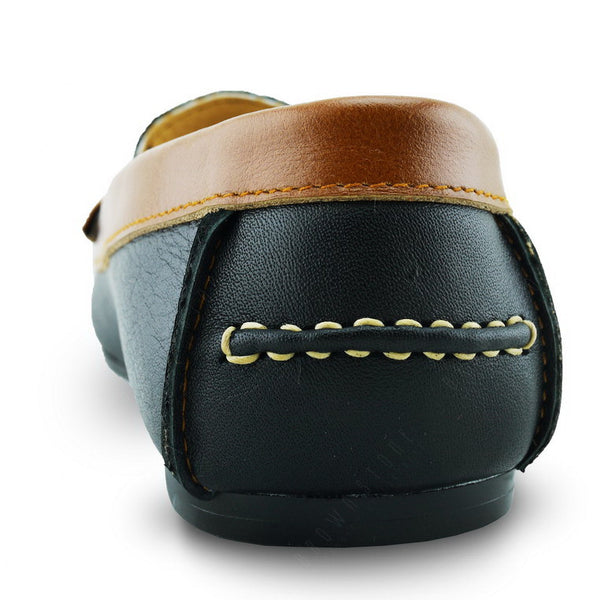 Suede Flip Leather Loafer Black Beige - Assembly Artisans Co.,Ltd.