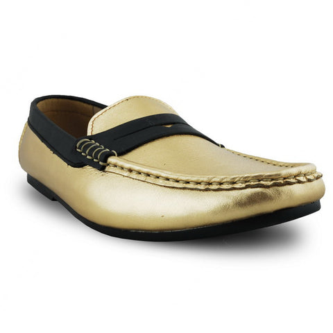 Bicolor Leather Loafer Gold and Black - Assembly Artisans Co.,Ltd.