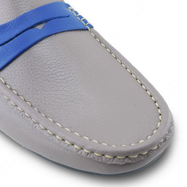 Bicolor Leather Penny Loafer Stone Grey and Indigo Blue - Assembly Artisans Co.,Ltd.
