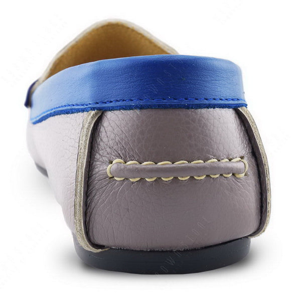 Bicolor Leather Penny Loafer Stone Grey and Indigo Blue - Assembly Artisans Co.,Ltd.
