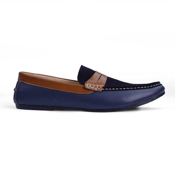 Suede Flip Leather Loafer Navy Beige - Assembly Artisans Co.,Ltd.