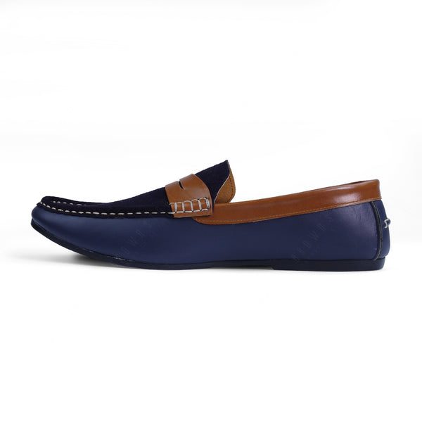 Suede Flip Leather Loafer Navy Beige - Assembly Artisans Co.,Ltd.