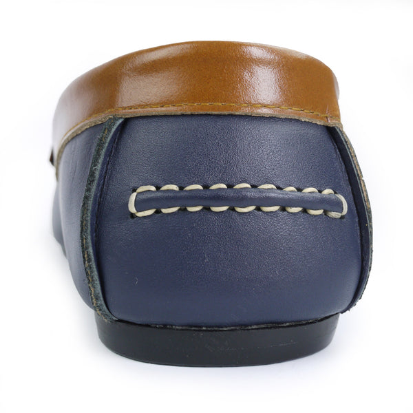 Suede Flip Leather Loafer Navy Beige - Assembly Artisans Co.,Ltd.