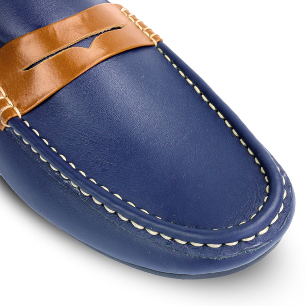 Bicolor Leather Loafer Navy Beige - Assembly Artisans Co.,Ltd.