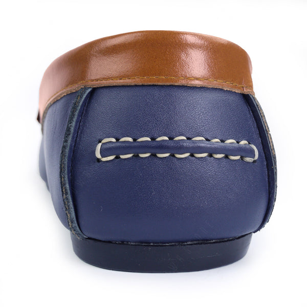 Bicolor Leather Loafer Navy Beige - Assembly Artisans Co.,Ltd.