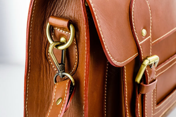 Brown Stone Leather Bag Cambridge Satchel Tan - Brown - Assembly Artisans Co.,Ltd.