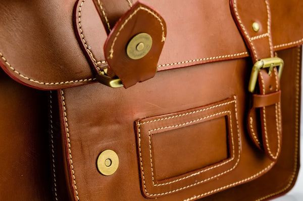 Brown Stone Leather Bag Cambridge Satchel Tan - Brown - Assembly Artisans Co.,Ltd.