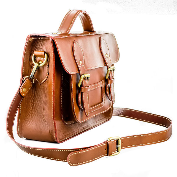 Brown Stone Leather Bag Cambridge Satchel Tan - Brown - Assembly Artisans Co.,Ltd.
