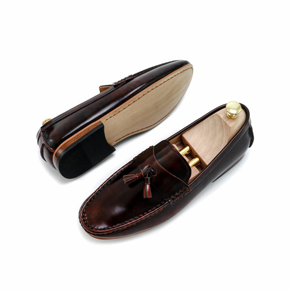 Comfy Tassel Loafer European Brush Off Burgundy - Assembly Artisans Co.,Ltd.