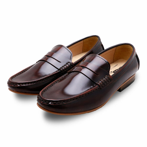 Penny Leather Loafer European Brush Off Burgundy - Assembly Artisans Co.,Ltd.