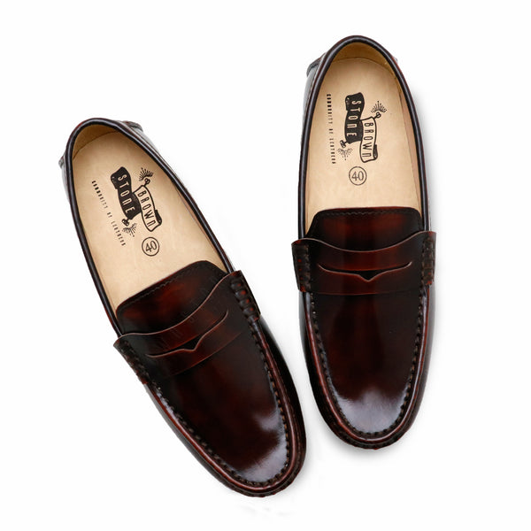 Penny Leather Loafer European Brush Off Burgundy - Assembly Artisans Co.,Ltd.