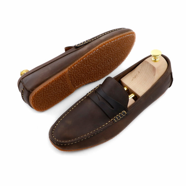 Penny Loafer Dark Natural Nubuck - Assembly Artisans Co.,Ltd.