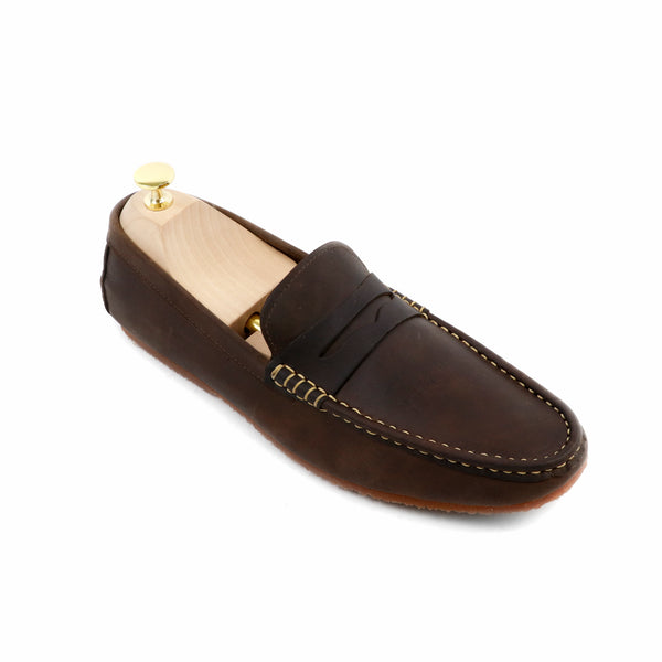 Penny Loafer Dark Natural Nubuck - Assembly Artisans Co.,Ltd.