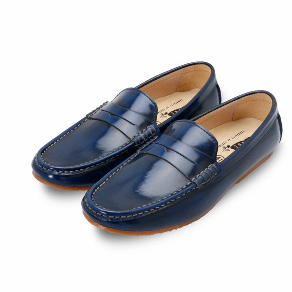 Penny Leather Loafer European Brush Off Bezel Blue - Assembly Artisans Co.,Ltd.