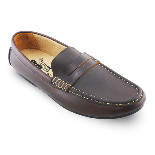 Classy Penny Loafer Double Textures: Oil Tanned Brandy Brown & Nubuck - Assembly Artisans Co.,Ltd.