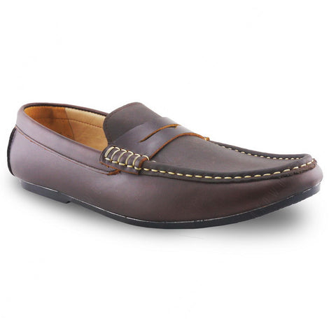 Classy Penny Loafer Double Textures: Oil Tanned Brandy Brown & Nubuck - Assembly Artisans Co.,Ltd.
