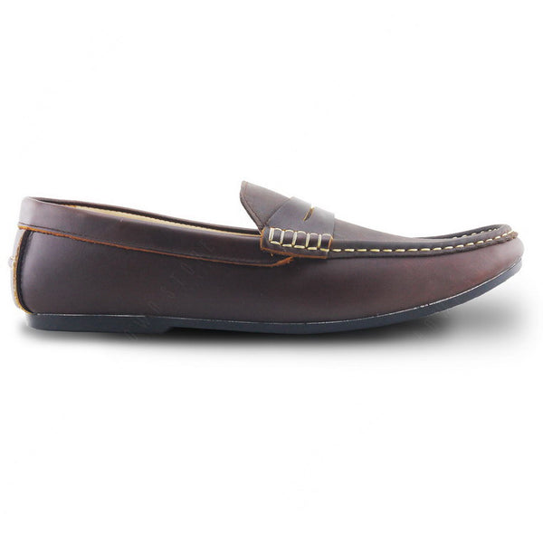 Classy Penny Loafer Double Textures: Oil Tanned Brandy Brown & Nubuck - Assembly Artisans Co.,Ltd.