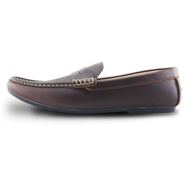 Classy Penny Loafer Double Textures: Oil Tanned Brandy Brown & Nubuck - Assembly Artisans Co.,Ltd.