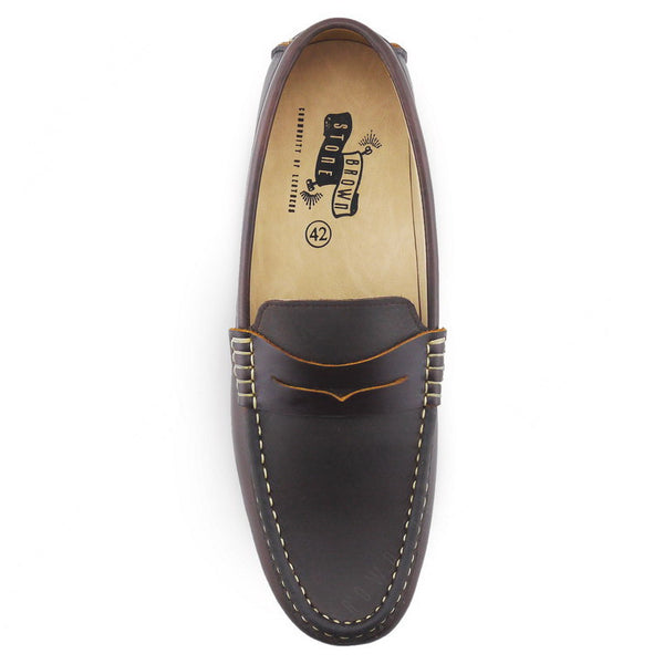Classy Penny Loafer Double Textures: Oil Tanned Brandy Brown & Nubuck - Assembly Artisans Co.,Ltd.