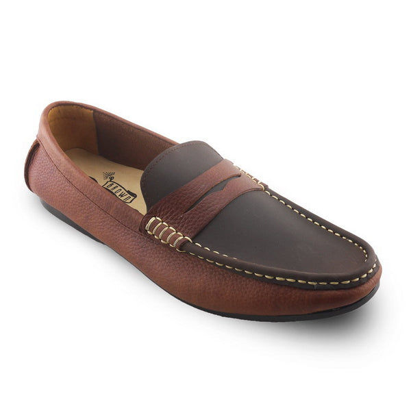 Classy Penny Loafer Double Textures: Wrinkle Soft Brown & Nubuck - Assembly Artisans Co.,Ltd.