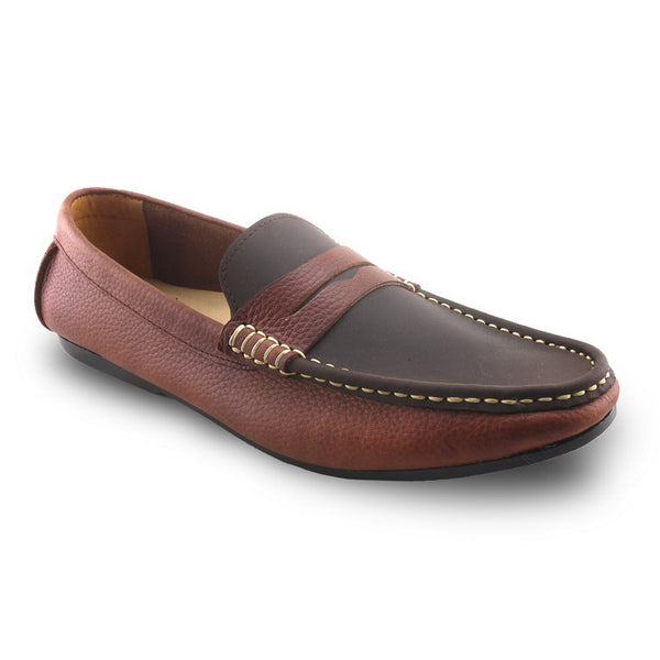 Classy Penny Loafer Double Textures: Wrinkle Soft Brown & Nubuck - Assembly Artisans Co.,Ltd.