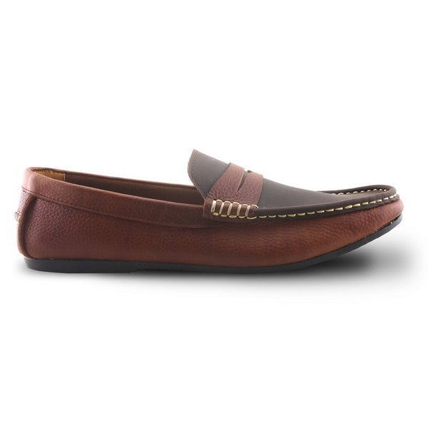Classy Penny Loafer Double Textures: Wrinkle Soft Brown & Nubuck - Assembly Artisans Co.,Ltd.