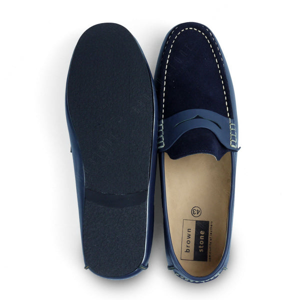Suede Flip Leather Loafer Pure Navy - Assembly Artisans Co.,Ltd.