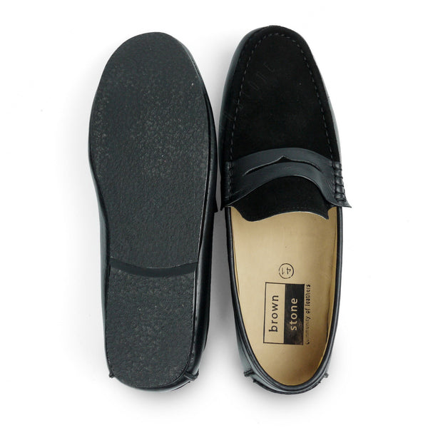 Suede Flip Leather Loafer Pure Black - Assembly Artisans Co.,Ltd.