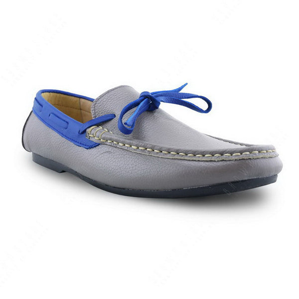 Bicolor Leather Lace Loafer Stone Grey and Indigo Blue - Assembly Artisans Co.,Ltd.
