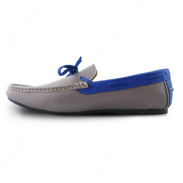 Bicolor Leather Lace Loafer Stone Grey and Indigo Blue - Assembly Artisans Co.,Ltd.