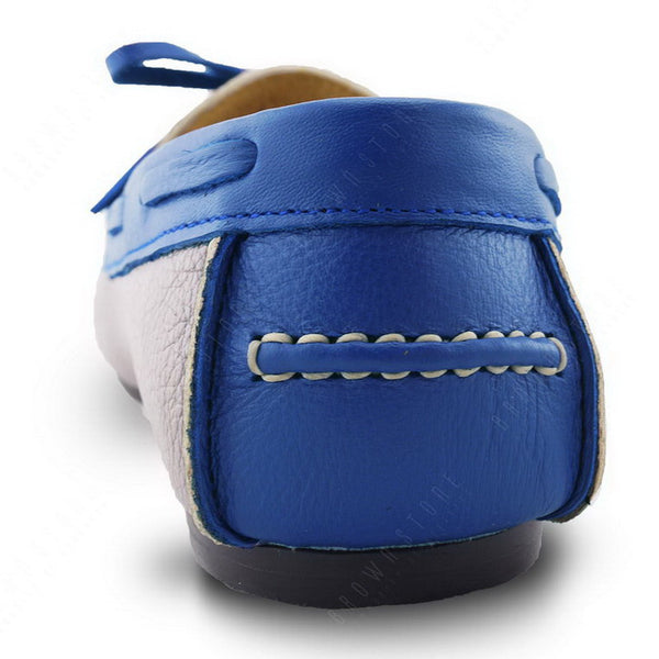 Bicolor Leather Lace Loafer Stone Grey and Indigo Blue - Assembly Artisans Co.,Ltd.