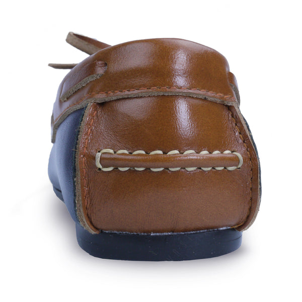 Bicolor Lace Leather Loafer Navy Beige - Assembly Artisans Co.,Ltd.