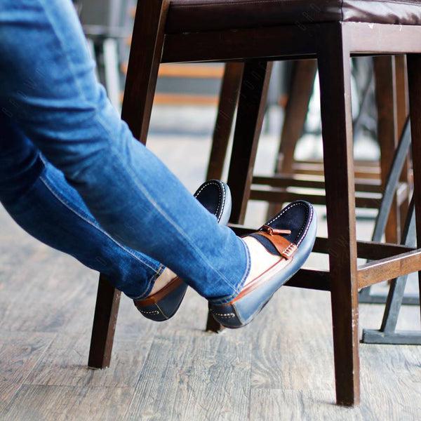 Comfy Tassel Loafer Suede Flip Womb Navy - Assembly Artisans Co.,Ltd.