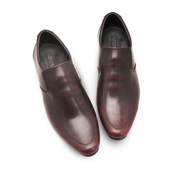 Leather Shoes City Oxford Formalist European Brush Off Burgundy - Assembly Artisans Co.,Ltd.