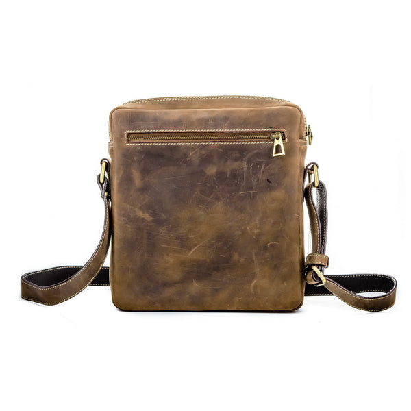 Brown Stone Messenger Leather Bag Military Tech Oil Nubuck - Dark Brown - Assembly Artisans Co.,Ltd.