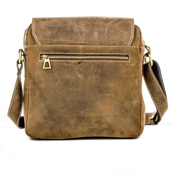 Brown Stone Messenger Leather Bag Twenty Six Square - Oil Nubuck - Assembly Artisans Co.,Ltd.